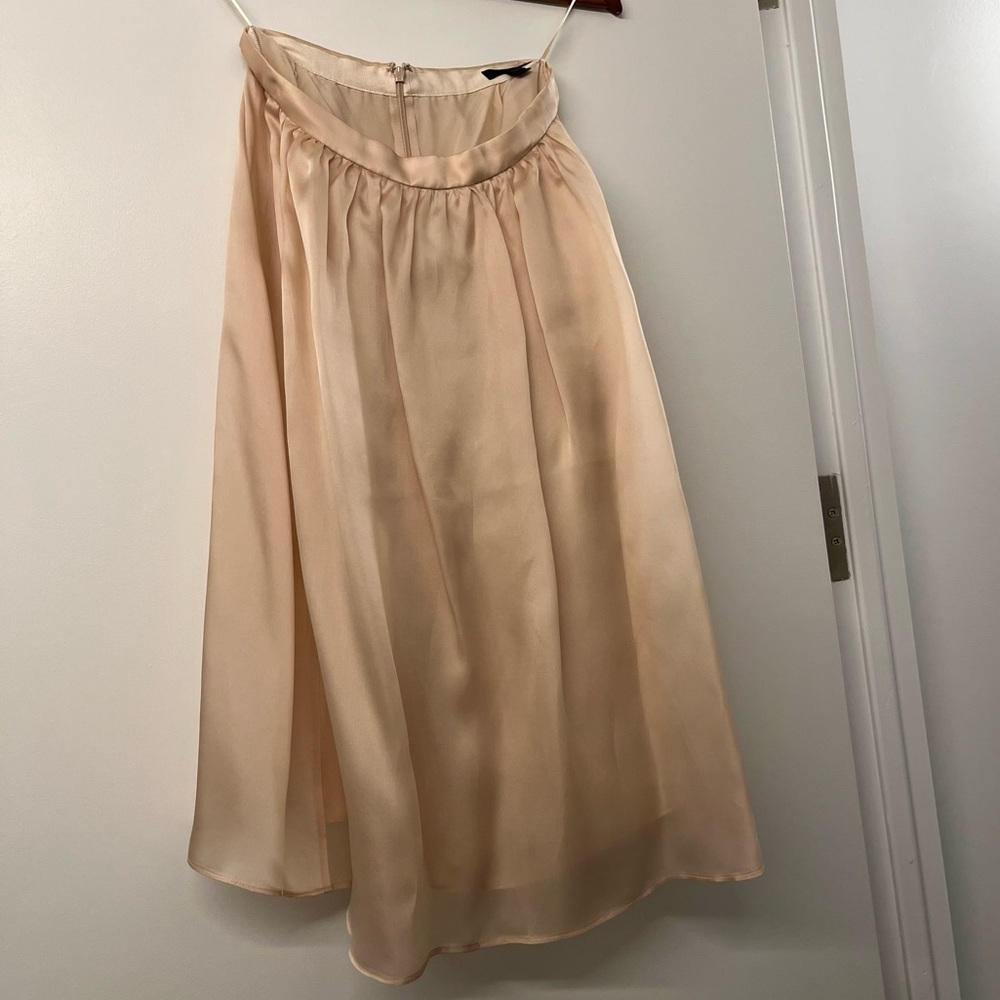 JCrew 100% Silk Organza Blush Midi Skirt